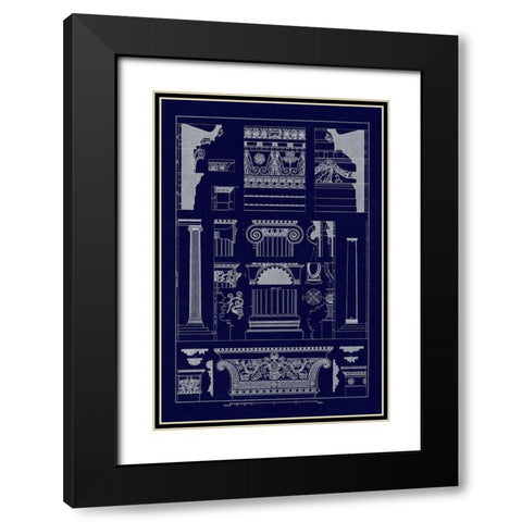 Entablatures and Capitals (Blueprint) Black Modern Wood Framed Art Print with Double Matting by Buhlmann, J.