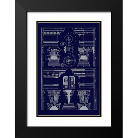 Pediments of the Renaissance (Blueprint) Black Modern Wood Framed Art Print with Double Matting by Buhlmann, J.