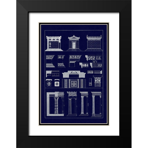 Hellenic Chapel and Decorative Forms (Blueprint) Black Modern Wood Framed Art Print with Double Matting by Buhlmann, J.