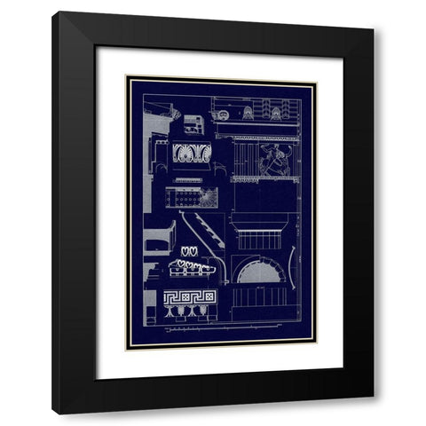 Details of Parthenon at Athens (Blueprint) Black Modern Wood Framed Art Print with Double Matting by Buhlmann, J.