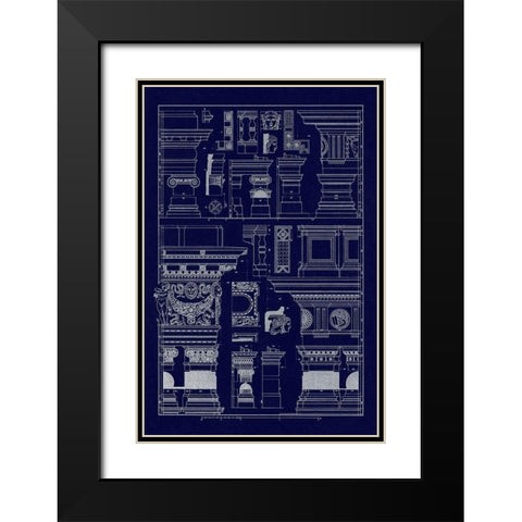 Details of Basilica at Vicenza and Library at Venice (Blueprint) Black Modern Wood Framed Art Print with Double Matting by Buhlmann, J.