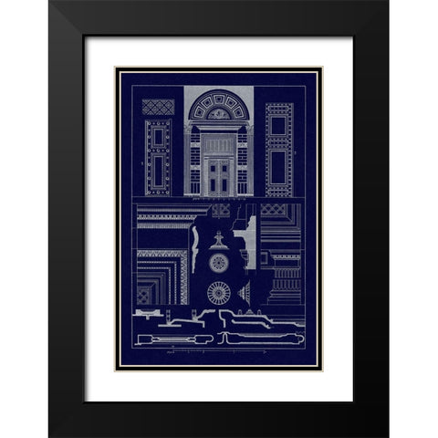 Doorway of the Pantheon at Rome (Blueprint) Black Modern Wood Framed Art Print with Double Matting by Buhlmann, J.