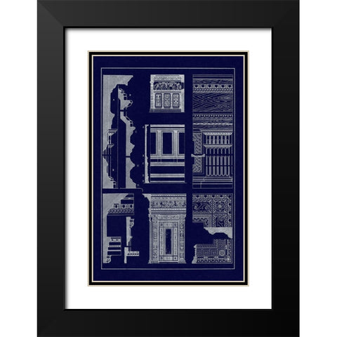 Wall Facing with Wood Paneling (Blueprint) Black Modern Wood Framed Art Print with Double Matting by Buhlmann, J.