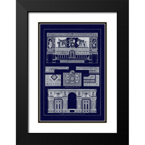 Decoration of Large Halls, Polychrome (Blueprint) Black Modern Wood Framed Art Print with Double Matting by Buhlmann, J.