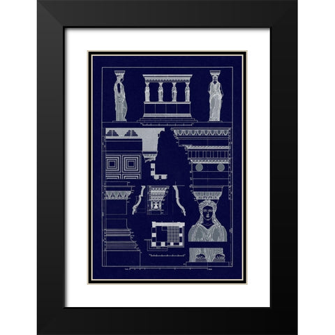 Porch of Caryatids, Polychrome (Blueprint) Black Modern Wood Framed Art Print with Double Matting by Buhlmann, J.