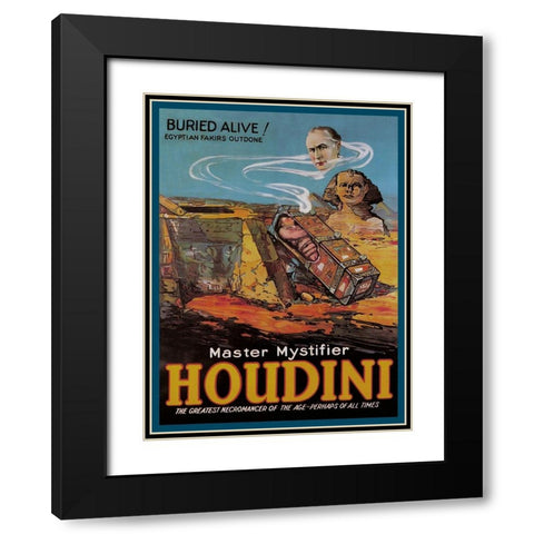 Magicians: Literary Digest: Houdini Buried Alive Black Modern Wood Framed Art Print with Double Matting by Unknown