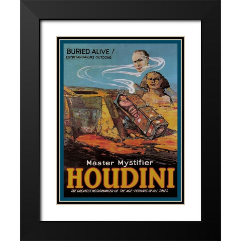 Magicians: Literary Digest: Houdini Buried Alive Black Modern Wood Framed Art Print with Double Matting by Unknown