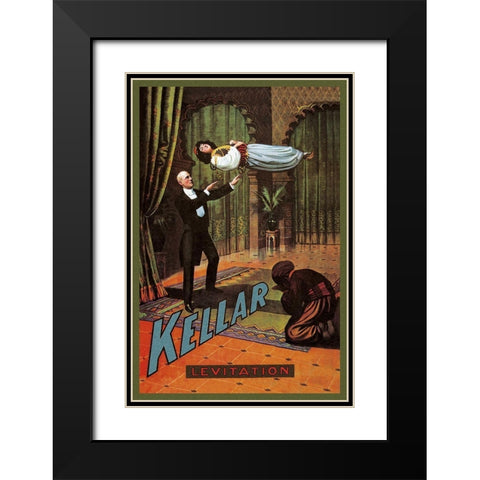 Magicians: Kellar: Levitation Black Modern Wood Framed Art Print with Double Matting by Unknown