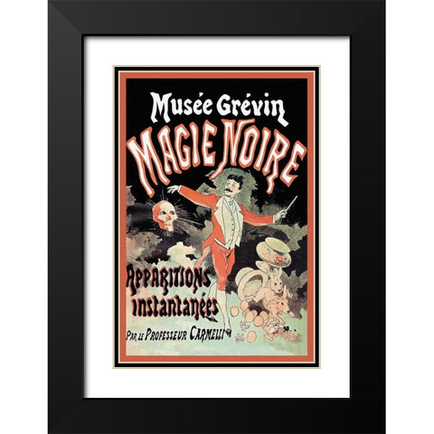 Magicians: Musee Grevin Magie Noire: Apparitions Instantanees par le Professeur Carmelli Black Modern Wood Framed Art Print with Double Matting by Cheret, Jules