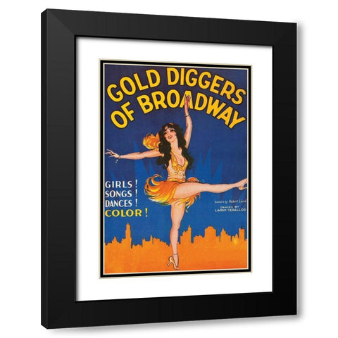 Vintage Film Posters: Gold Diggers of Broadway Black Modern Wood Framed Art Print with Double Matting by Unknown