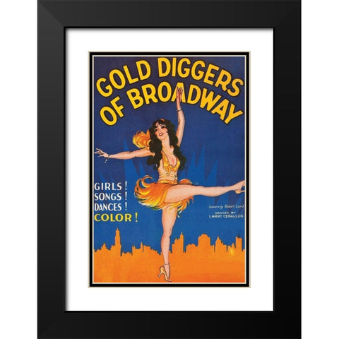 Vintage Film Posters: Gold Diggers of Broadway Black Modern Wood Framed Art Print with Double Matting by Unknown