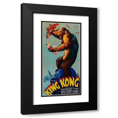 Vintage Film Posters: King Kong Black Modern Wood Framed Art Print with Double Matting by Unknown