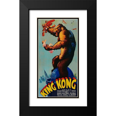 Vintage Film Posters: King Kong Black Modern Wood Framed Art Print with Double Matting by Unknown