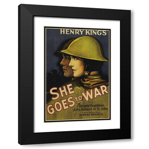Vintage Film Posters: She Goes to War Black Modern Wood Framed Art Print with Double Matting by Unknown