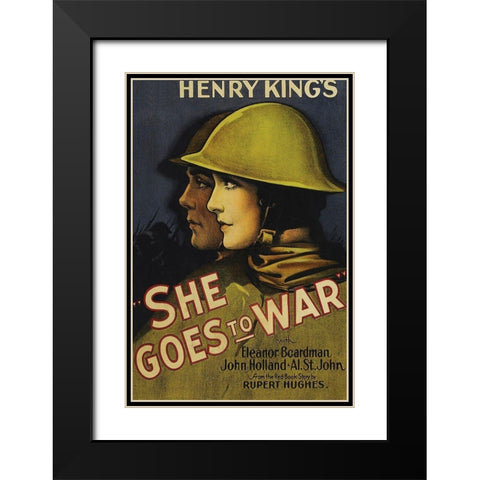 Vintage Film Posters: She Goes to War Black Modern Wood Framed Art Print with Double Matting by Unknown