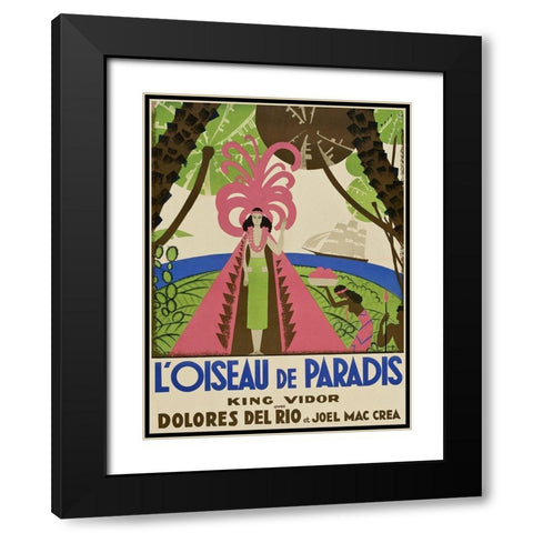 Vintage Film Posters: Bird of Paradise Loiseau de Paradis Black Modern Wood Framed Art Print with Double Matting by Unknown