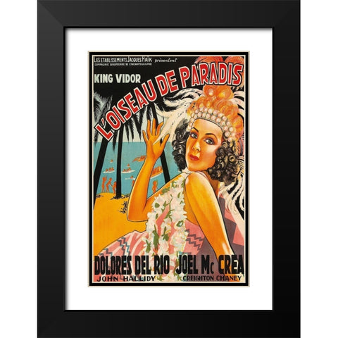 Vintage Film Posters: Bird of Paradise Loiseau de Paradis Black Modern Wood Framed Art Print with Double Matting by Unknown