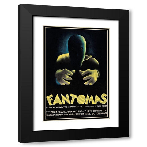 Vintage Film Posters: Phantoms Fantomas Black Modern Wood Framed Art Print with Double Matting by Unknown