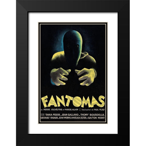 Vintage Film Posters: Phantoms Fantomas Black Modern Wood Framed Art Print with Double Matting by Unknown