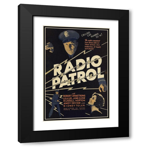 Vintage Film Posters: Radio Patrol Black Modern Wood Framed Art Print with Double Matting by Unknown