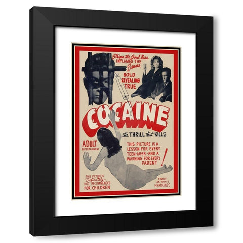 Vintage Vices: Cocaine: The Thrill the Kills Black Modern Wood Framed Art Print with Double Matting by Vintage Vices