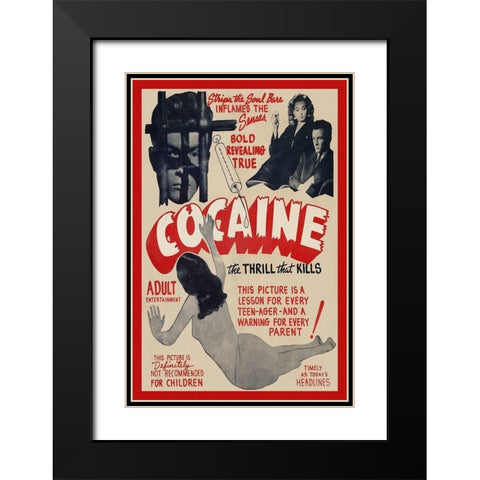 Vintage Vices: Cocaine: The Thrill the Kills Black Modern Wood Framed Art Print with Double Matting by Vintage Vices