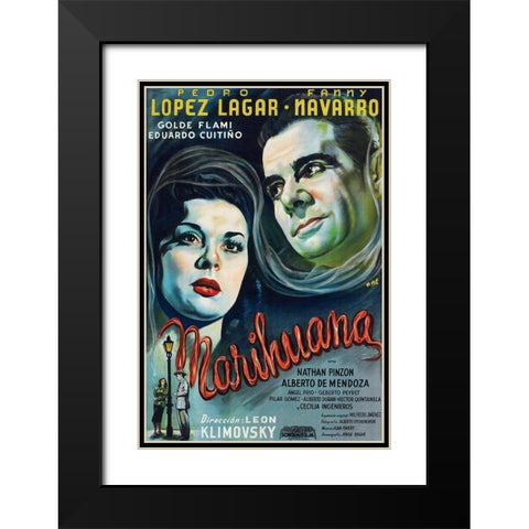 Vintage Vices: Marihuana Black Modern Wood Framed Art Print with Double Matting by Vintage Vices