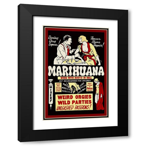 Vintage Vices: Marihuana: Weed with Roots in Hell Black Modern Wood Framed Art Print with Double Matting by Vintage Vices