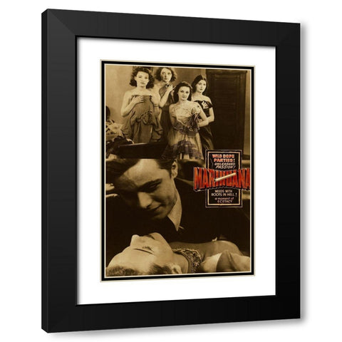 Vintage Vices: Wild Dope Parties! Marihuana. Black Modern Wood Framed Art Print with Double Matting by Vintage Vices