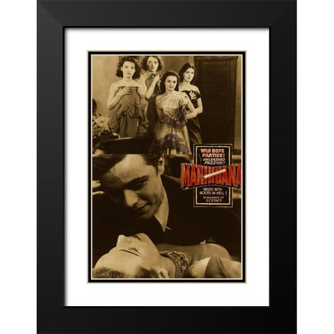 Vintage Vices: Wild Dope Parties! Marihuana. Black Modern Wood Framed Art Print with Double Matting by Vintage Vices