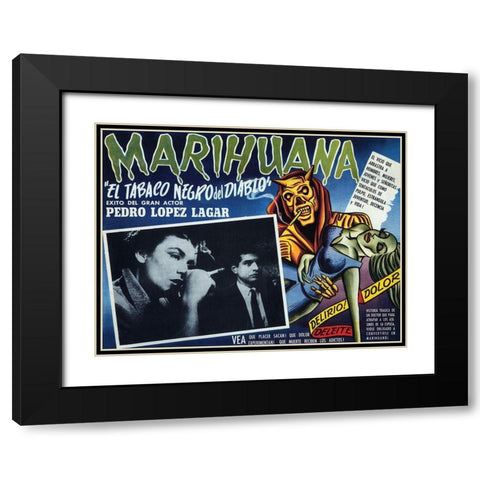 Vintage Vices: El Tobaco Negro del Diablo Black Modern Wood Framed Art Print with Double Matting by Vintage Vices