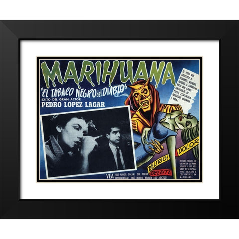 Vintage Vices: El Tobaco Negro del Diablo Black Modern Wood Framed Art Print with Double Matting by Vintage Vices