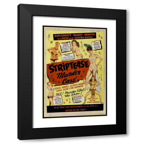 Vintage Vices: Striptease Murder Case Black Modern Wood Framed Art Print with Double Matting by Vintage Vices