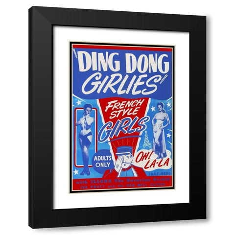 Vintage Vices: Ding Dong Girlies Black Modern Wood Framed Art Print with Double Matting by Vintage Vices