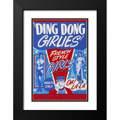 Vintage Vices: Ding Dong Girlies Black Modern Wood Framed Art Print with Double Matting by Vintage Vices