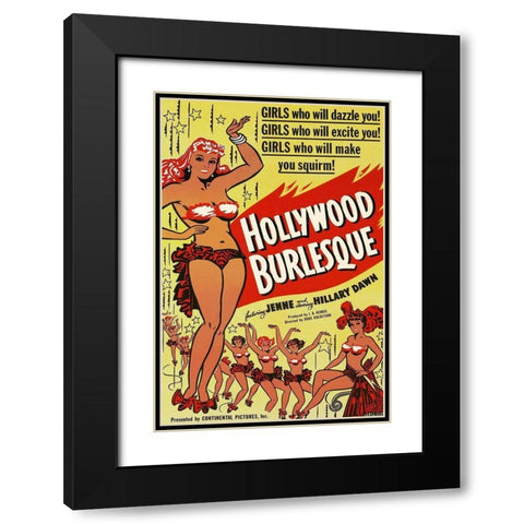 Vintage Vices: Hollywood Burlesque Black Modern Wood Framed Art Print with Double Matting by Vintage Vices