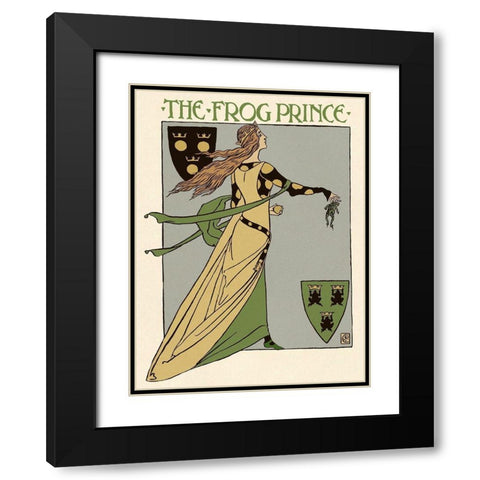 Frog Prince Title Page Black Modern Wood Framed Art Print with Double Matting by Crane, Walter