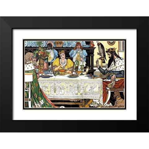 Frog Prince Title Page Black Modern Wood Framed Art Print with Double Matting by Crane, Walter