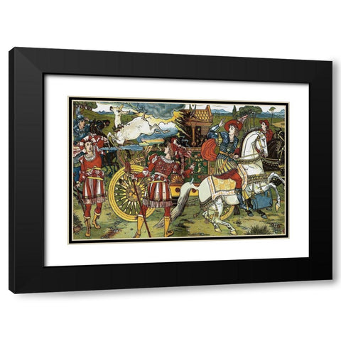 Hind in the Wood - Leap Black Modern Wood Framed Art Print with Double Matting by Crane, Walter