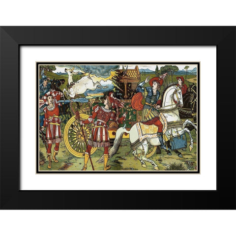 Hind in the Wood - Leap Black Modern Wood Framed Art Print with Double Matting by Crane, Walter