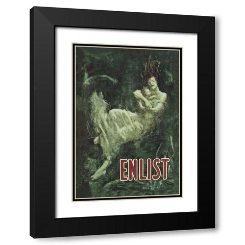 WWI: Enlist (Sinking Lusitania Victim) Black Modern Wood Framed Art Print with Double Matting by Spear, Fred