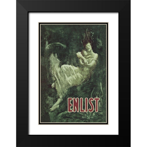 WWI: Enlist (Sinking Lusitania Victim) Black Modern Wood Framed Art Print with Double Matting by Spear, Fred