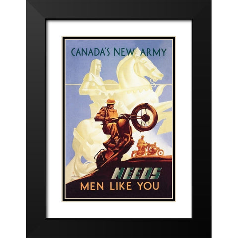 WWI: Canadas New Army: Men Like You Black Modern Wood Framed Art Print with Double Matting by Aldwinkle, Eric