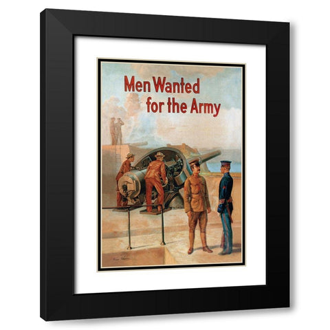 WWI: Men Wanted for the Army Black Modern Wood Framed Art Print with Double Matting by Whalen, Michael P.