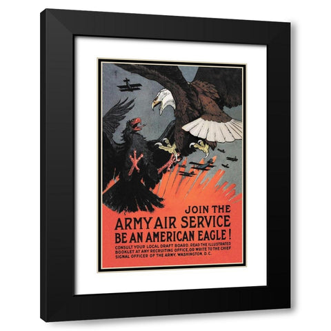 WWI: Join the Army Air Service: Be an American Eagle! Black Modern Wood Framed Art Print with Double Matting by Bull, Charles Livingston