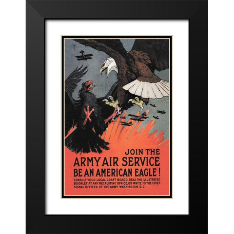 WWI: Join the Army Air Service: Be an American Eagle! Black Modern Wood Framed Art Print with Double Matting by Bull, Charles Livingston