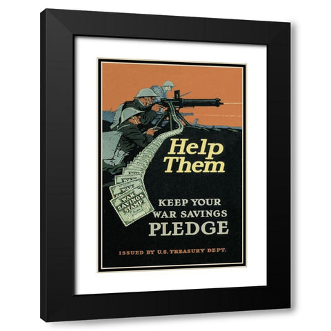 WWI: Help Them Black Modern Wood Framed Art Print with Double Matting by Unknown
