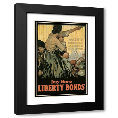 WWI: Must Children Die and Mothers Plead In Vain? Black Modern Wood Framed Art Print with Double Matting by Unknown