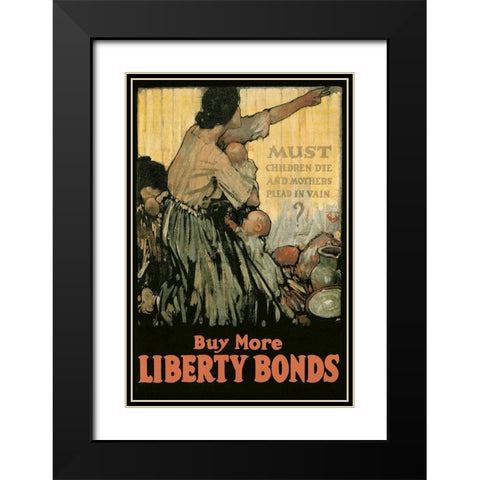 WWI: Must Children Die and Mothers Plead In Vain? Black Modern Wood Framed Art Print with Double Matting by Unknown