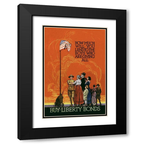 WWI: Buy Liberty Bonds Black Modern Wood Framed Art Print with Double Matting by Unknown